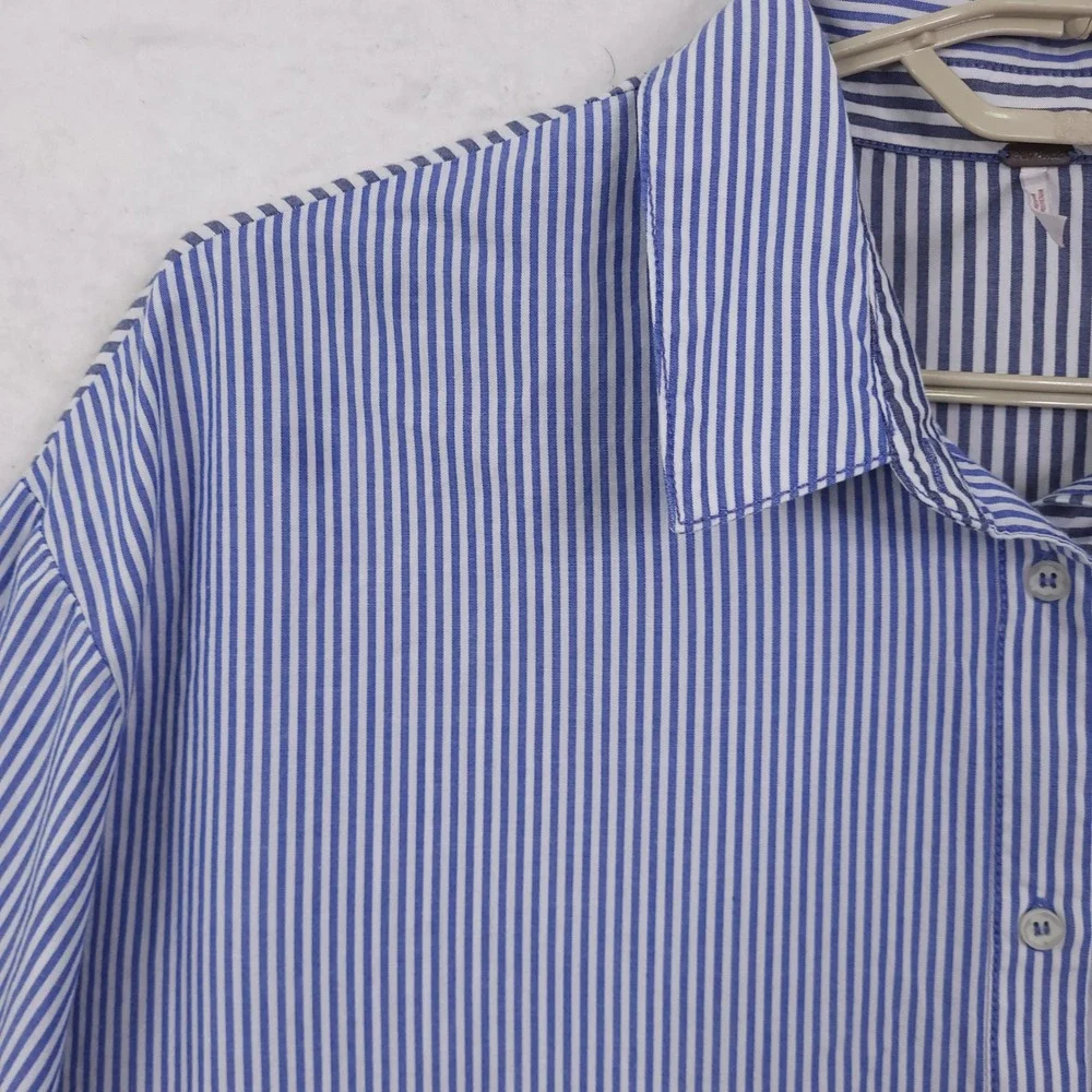 Free People Top Tunic Size Large Striped Oversized Button Up Relaxed Minimalist - Picture 14 of 16